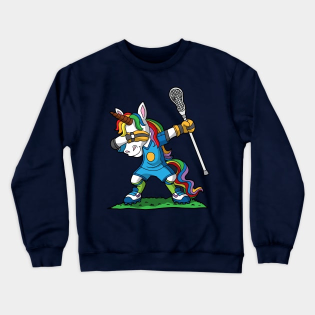 Dabbing Unicorn Lacrosse LAX Crewneck Sweatshirt by E